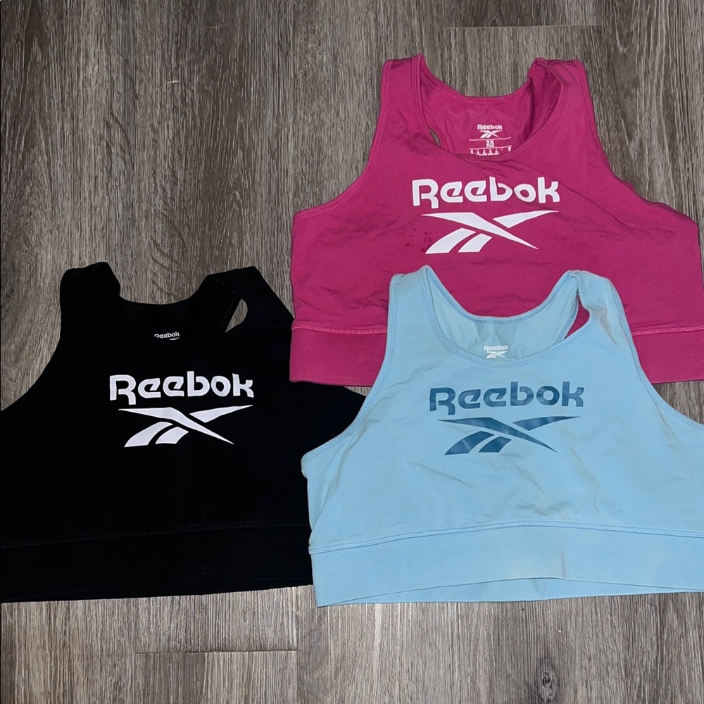 Reebok Sports Bra Set - Fuchsia, Black, Light Blue - a set of 3